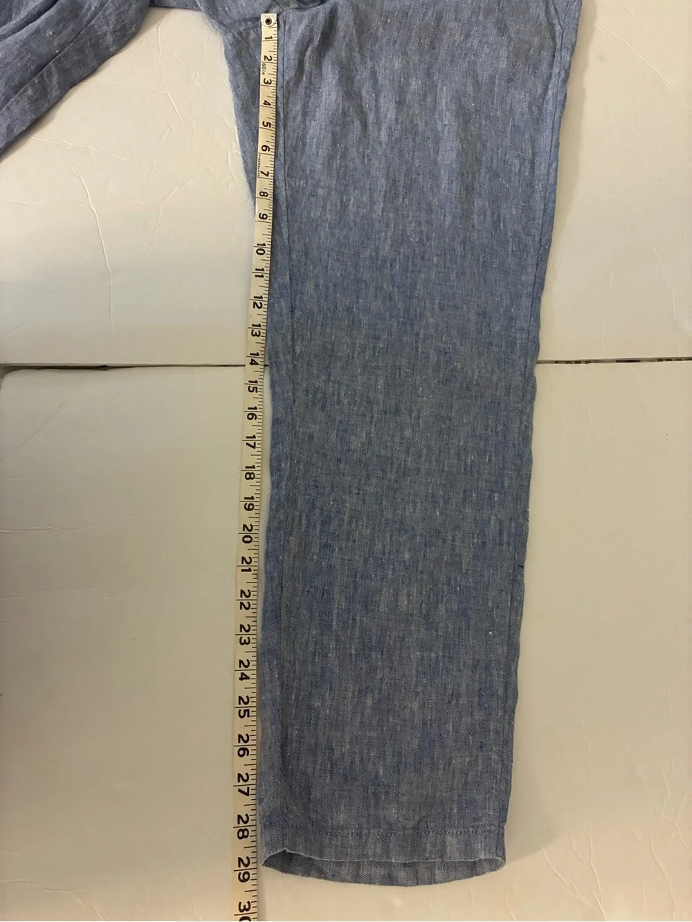 J.Jill Love Linen Pants Women M Blue Heather Chambray Pull On Coastal Lagenlook